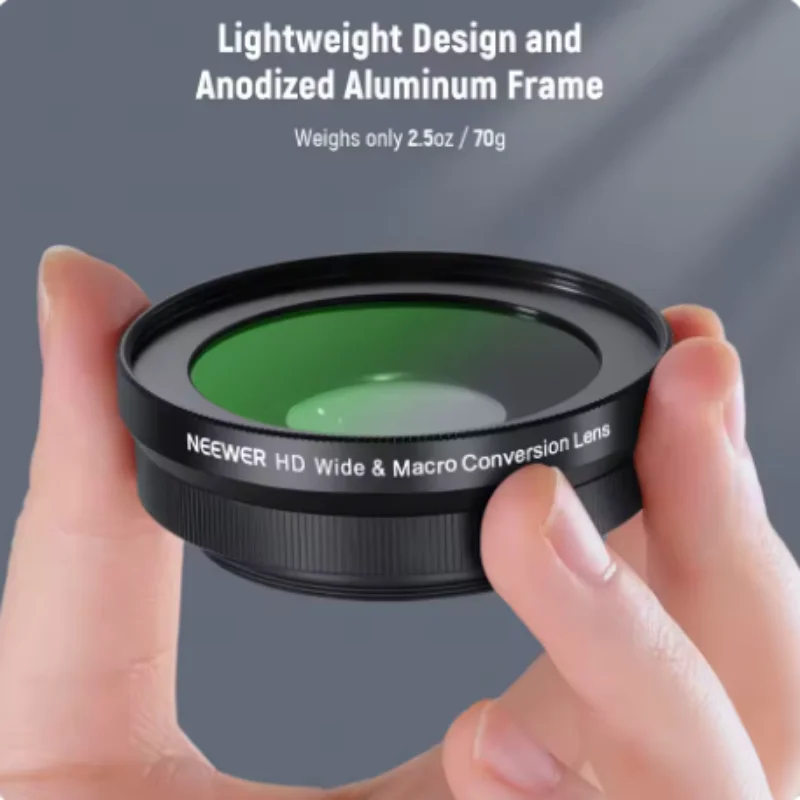 NEEWER 40.5mm HD 광각 렌즈 ( ZV-1F ZV-E10 A5000 A6000 호환), 2 in 1 18mm 광각 & 10배 매크로 추가 렌즈 어댑터