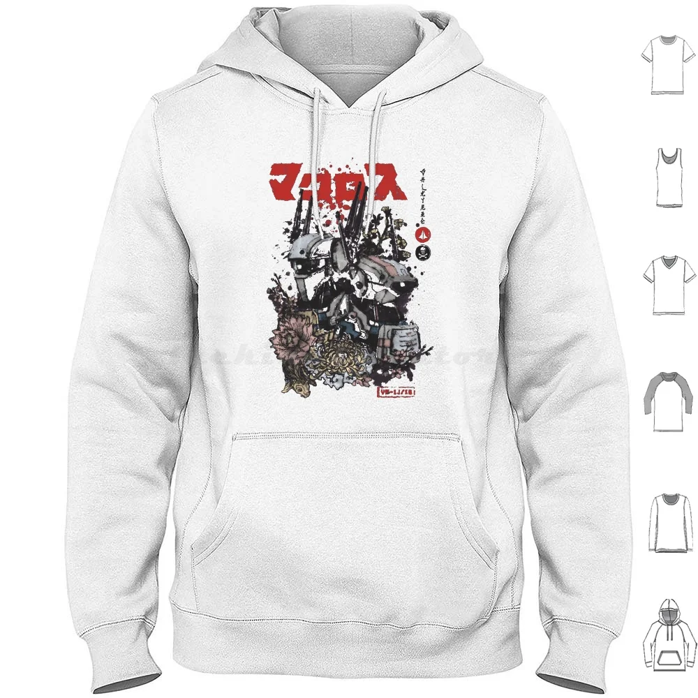 Valkyrie Mechas Ink Felpa Con Cappuccio Cotone Manica Lunga Macross Valkyrie Robot Mecha Anime Manga Sumi E Inchiostro Giapponese Fortezza
