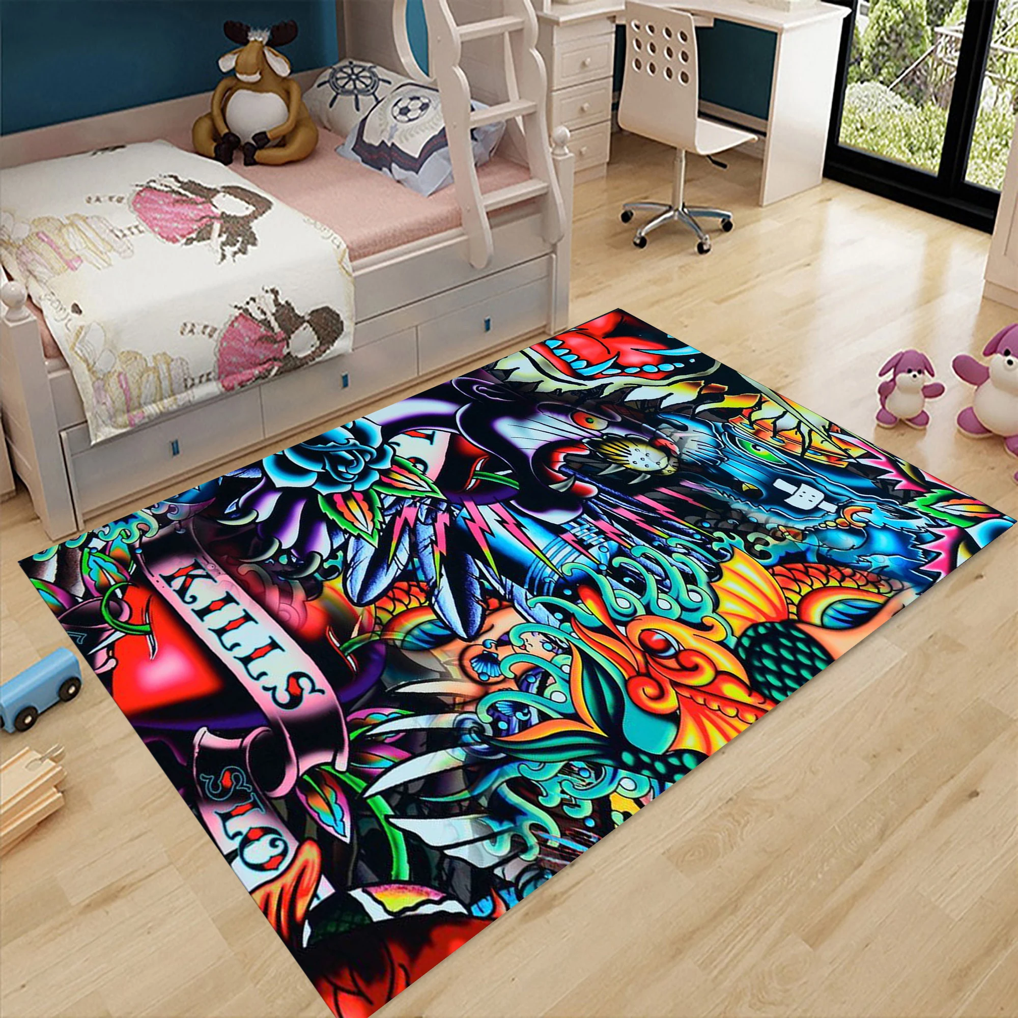 

Kills Element Comic Pattern Process Art Rug for Bedroom Living Room Flannel Mats Home Decor Non-Slip Floor Pad Rugs