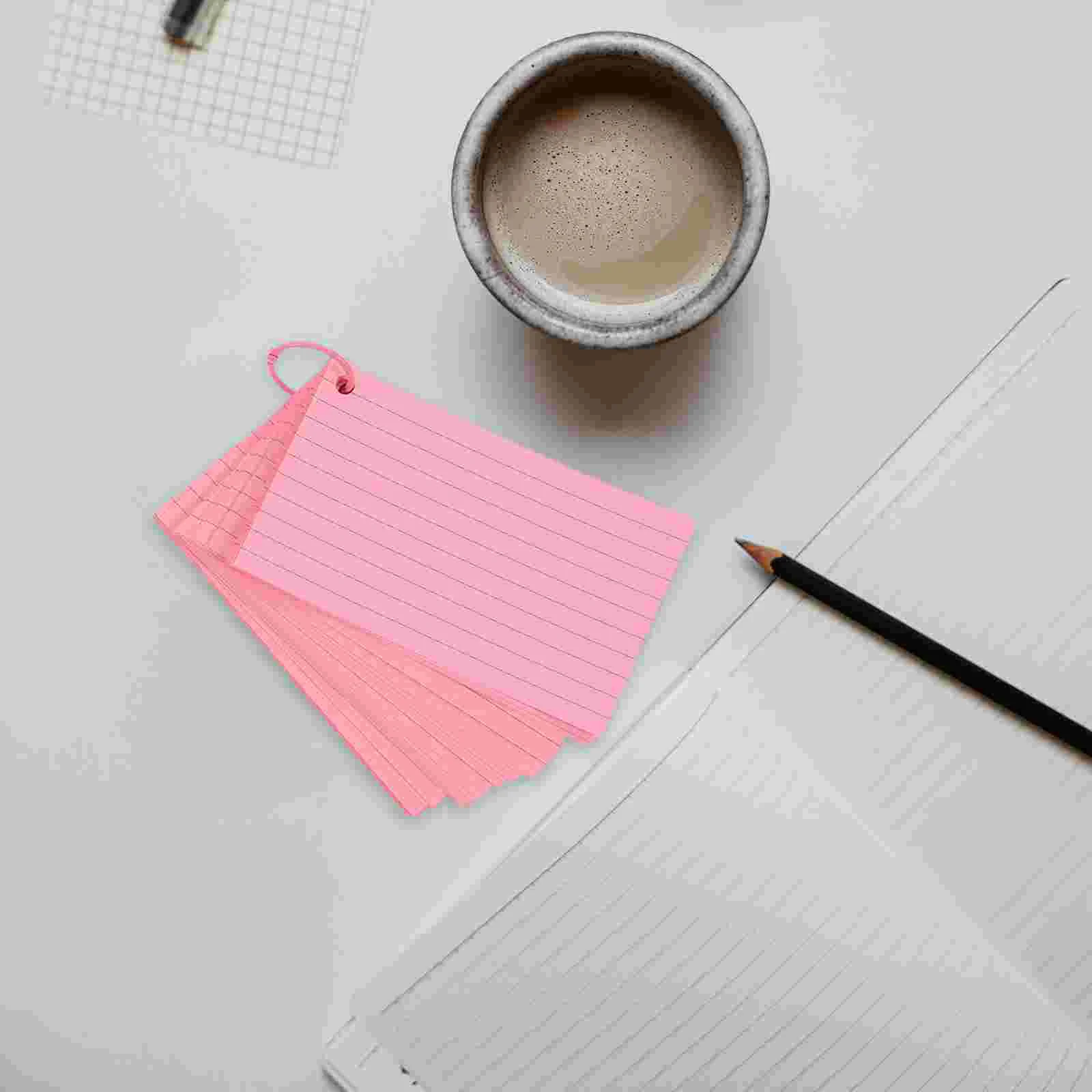 1 Set  Index Cards with Rings Study Flash Cards Single Hole Punched Flashcards Studying Note Card 3