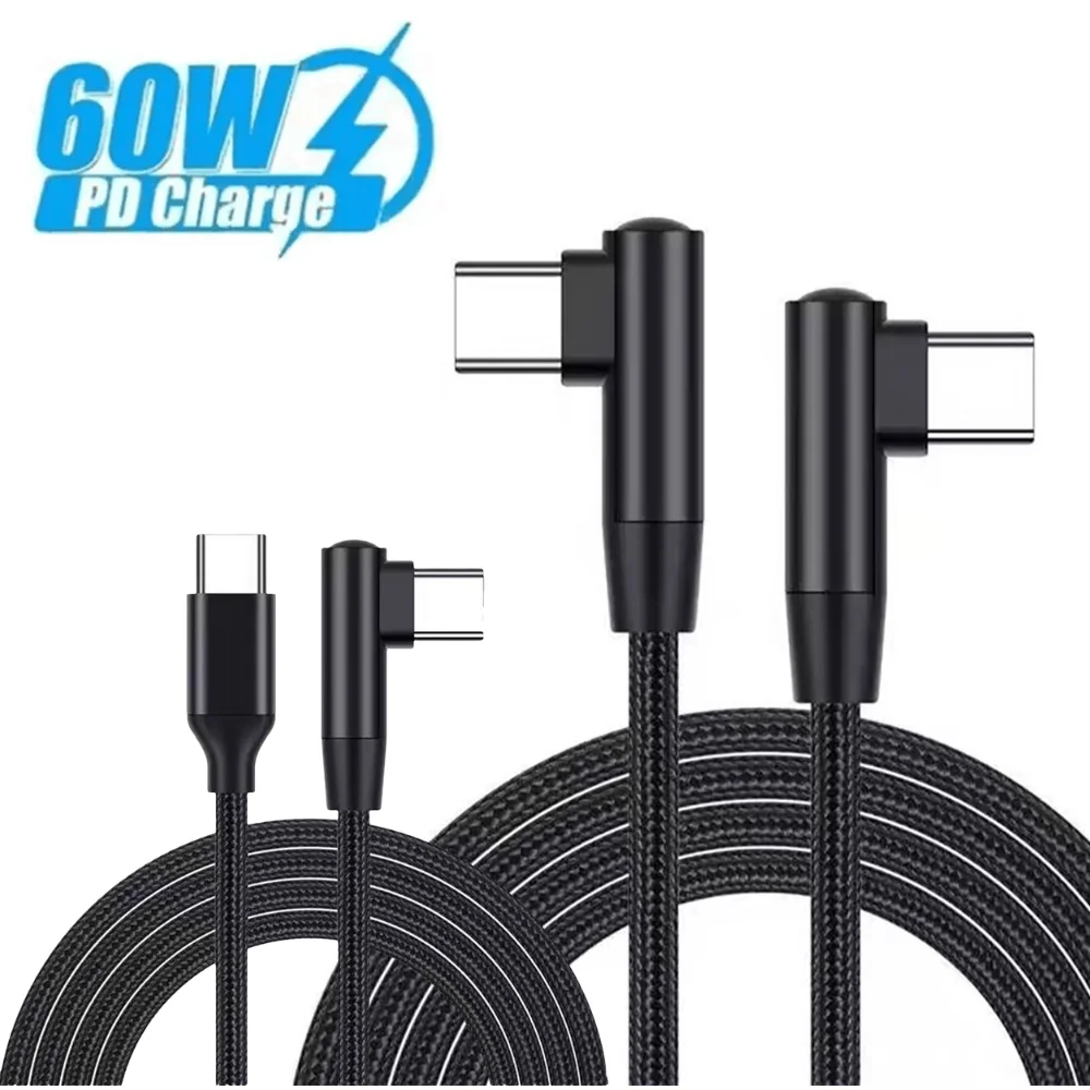PD 60W 90도 엘보 타입 C to 타입 C USB 케이블 고속 충전 휴대폰 충..