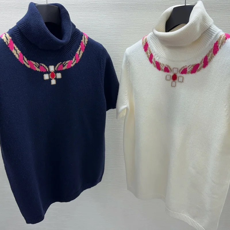 

Women Turtleneck Ski Sweaters Fashion Jacquard Necklace Casual Soft Wool Knit Loose Pullover 2023 Autumn Winter Warm Sweater Top