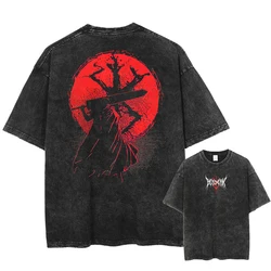 Berserk Vintage Anime Graphic Oversized Washed Cotton Tee - S (Black)