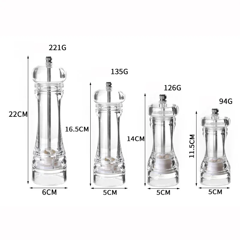 Acryl Zout En Peper Molen Handmatige Pepermolen Multi-Purpose Graan Molens Kruiden Kruidenmolen Keukengereedschap