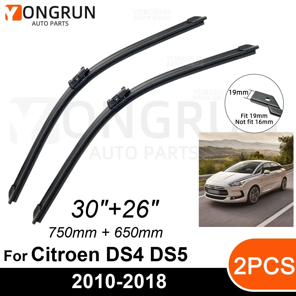 

Car Front Windshield Wipers For Citroen DS4 DS5 2010-2018 Wiper Blade Rubber 30"+26" Car Windshield Windscreen Accessories