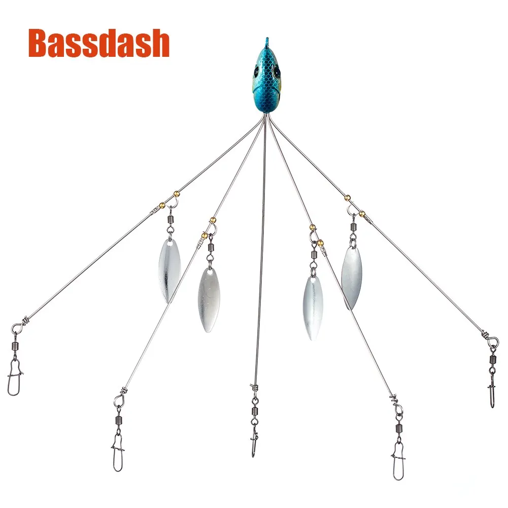 Alabama Rig Bass Fishing Lure - 5 Arms, 4 Blades Umbrella Rig With Stainless Steel Alabama Rig Bass Fishing Lure - 5 Arms, 4 Blades Umbrella Rig With Stainless Steel