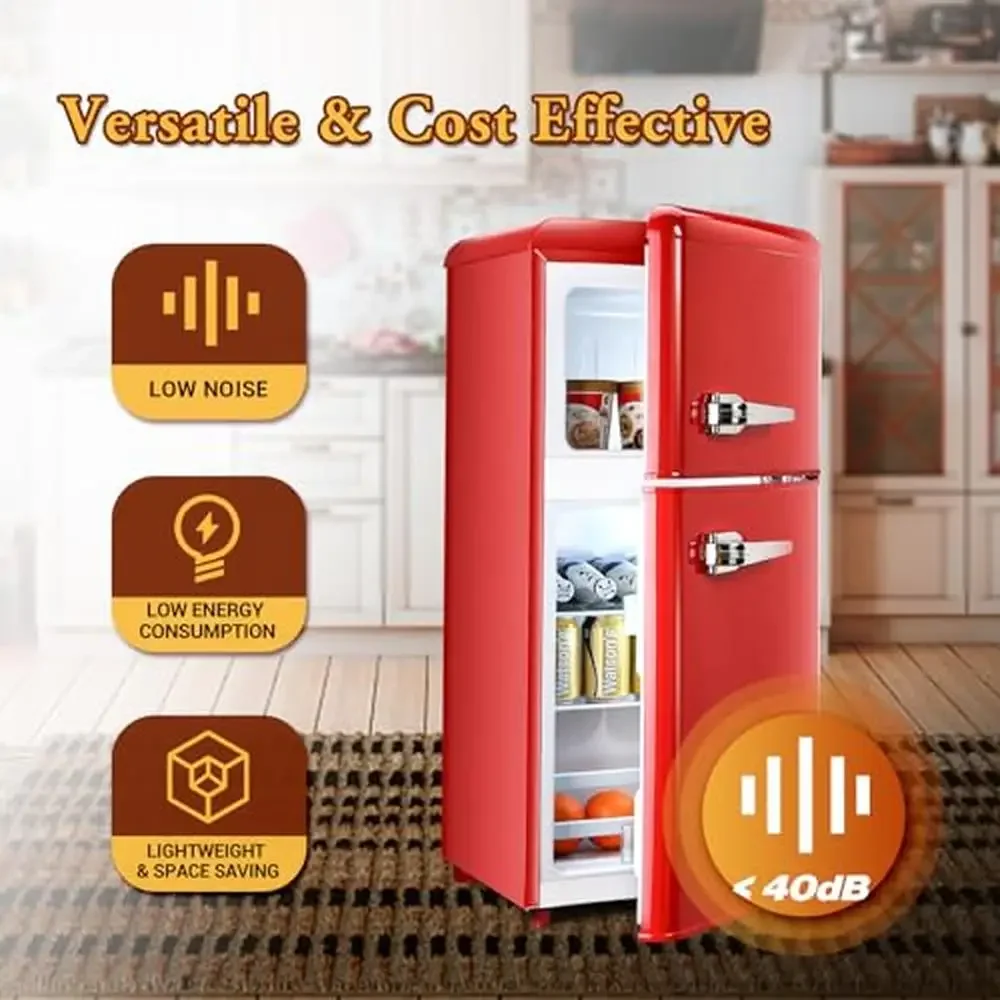 Compact Double Door Mini Fridge Freezer Combo Glass Shelf 3.2 cu ft Retro Red Ice Trays Spoons Ideal Kitchen Office Dormitory 4 Compact Double Door Mini Fridge Freezer Combo Glass Shelf 3.2 cu ft Retro Red Ice Trays Spoons Ideal Kitchen Office Dormitory 4