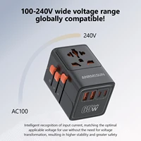 Universal Travel Adapter with 4 AC Outlets Max 2400W 2 USB Port 2 Type-C PD 65W Ports All-in-One Fast Charging EU UK US AUS Plug - Image 3