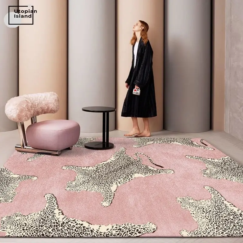 Leopard Carpet Soft Bedroom Carpet Nordic Plush Carpet Hair Baby Rugs Furry Babi Play Mat Pink Fluffy Carpets For Living Room 3