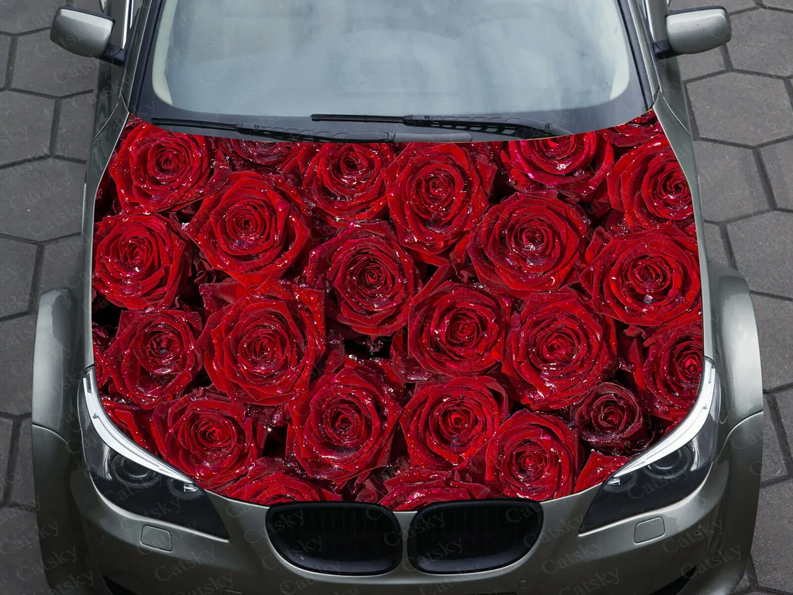 

Red Rose Flower Car Decal Graphics Vinyl decal Cover Pattern Packaging Decal custom DIY design hood engine Stickers