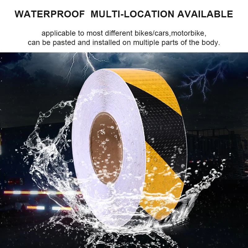 Reflective Tape Self Adhesive 2inchX33ft Yellow-Black Yellow-Red Twill Waterproof Reflector Safety Tape for Marking Area Vehicle