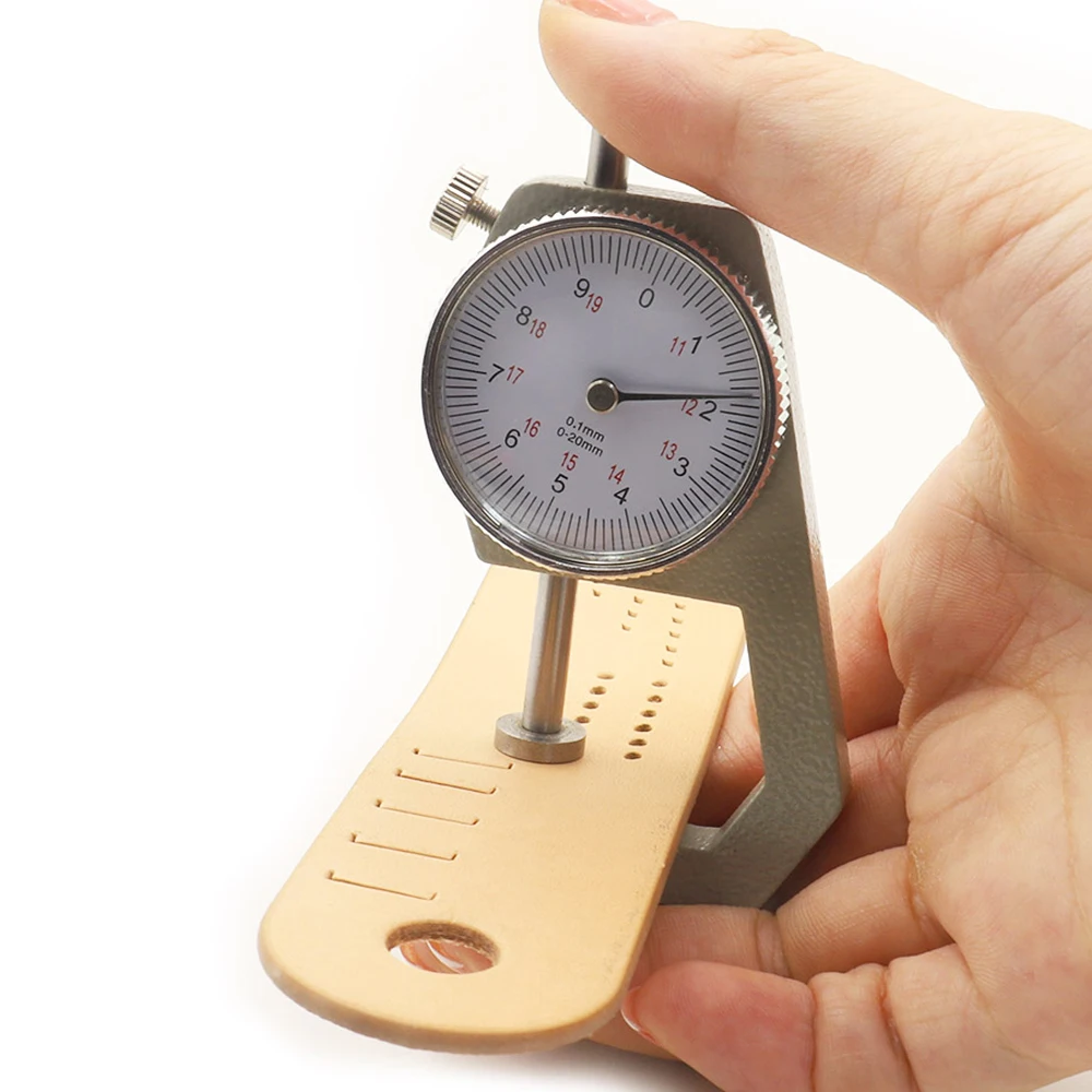 Leather thickness gauge 1Pc aluminum alloy 0-10mm & 0-20mm range dual heads for DIY craft