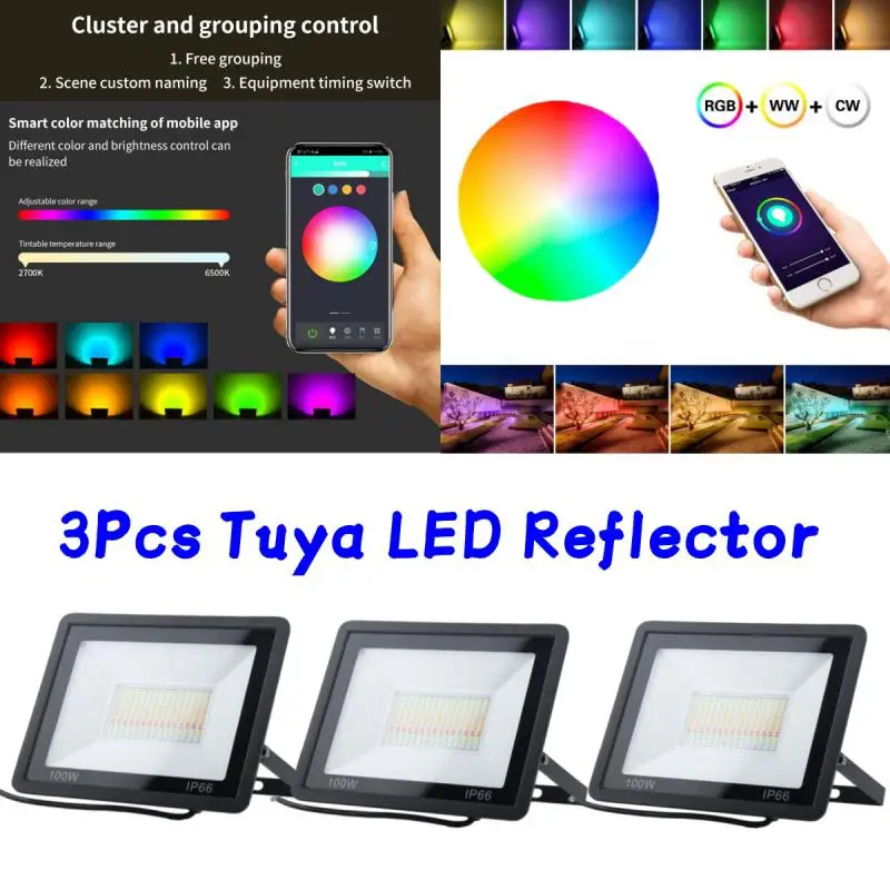 

3 шт. Светодиодный отражатель Tuya, уличный прожектор для умного дома, водонепроницаемый теплый Прохладный светильник, приложение Tuya через Alexa Home