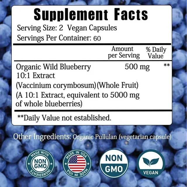 Wild Blueberry - Promotes Brain Health and Cognitive Function, Improves Memory, AntioxidantSupplements 3