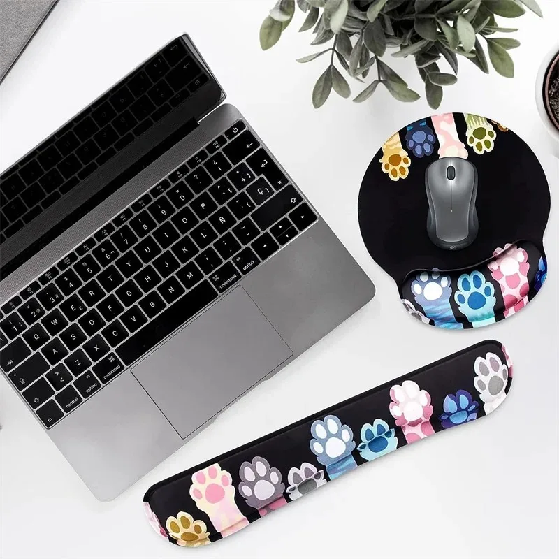 Mouse Anti-slip Pad Wrist Support Protection Cat Pattern Memory Foam Recoverable Computer Peripherals Office Supplies Mouse Pad Wrist Pad
