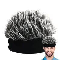 Bonnet de perruque synthétique unisexe cheveux courts casquettes Hip Hop faux cheveux à pointes perruques melon court accessoire de bande de sauna vêtements de sauna 3