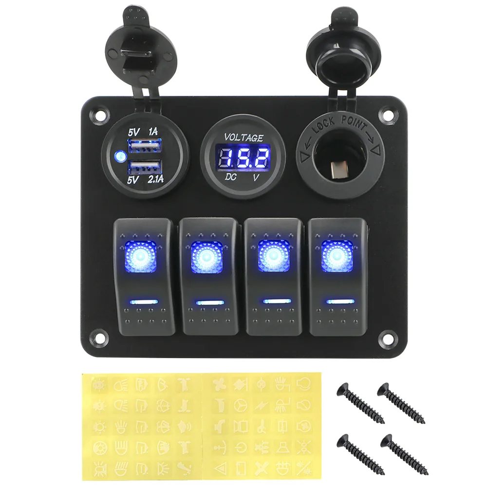 Pannello Interruttori KAOLALI 12V - 8 Switch LED, USB 4.2A, Voltmetro, Per Camper E Barche - Foto 11