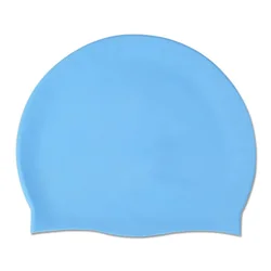Premium Universal Silicone Swim Cap with Ear Protection (Light blue)