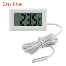 Compact Digital LCD Thermometer with Probe - Indoor Temperature Sensor for Aquariums, Fish Tanks, and Home Fridges (White 2m line)