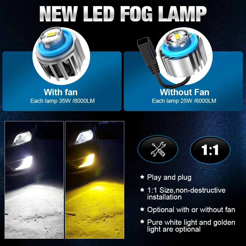 S&D L1B LW5B LED 전구 백업 램프 LED 안개등 백업 램프 1:1 할로겐 자동차 안개등 운전용 화이트 옐로우 적합