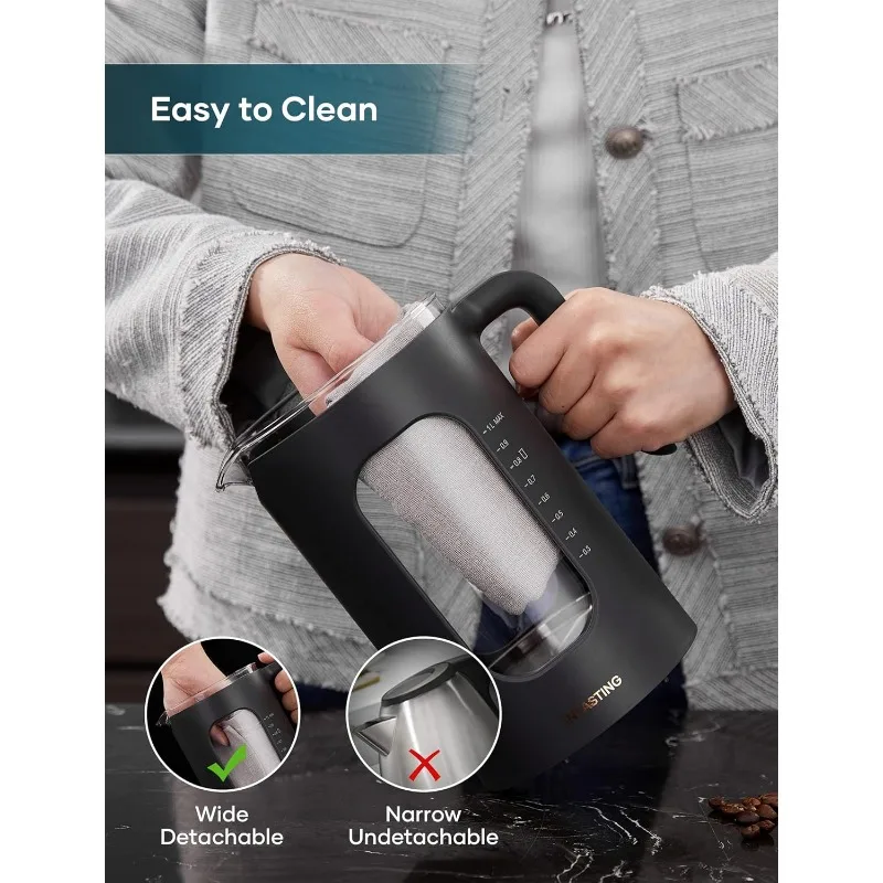 Electric Kettle, INTASTING Wide Opening Glass Kettle with Tea Infuser, 9 Smart Presets, Auto Memory, Mute, 1200W Fast Heating