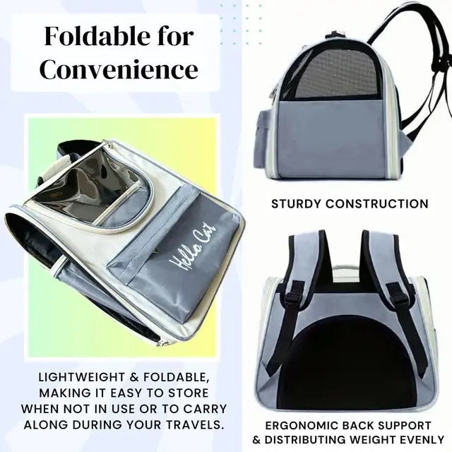 Cat Backpack, Pet Backpack Carrier for Small Dogs and Small to Medium Cats, Travel Pet Carrier with Soft Padded, Reinforc 2