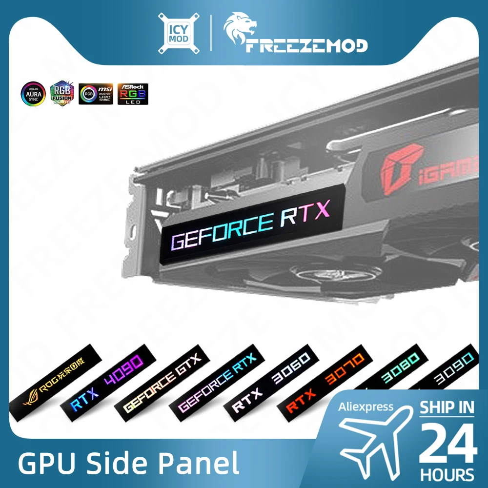 Zemod Gpu Painel Lateral Rtx3090 Gtx Rog pc Decoração Placa de Placa de Vídeo de fé Refrigerador de Água da Lâmpada Aura Sync Refrigeração Líquida Argb