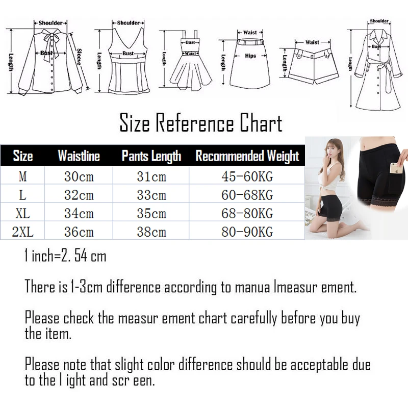 Safety Shorts Pants size Under Skirt With Pockets Thigh Chafing Lace safety shorts safety pants