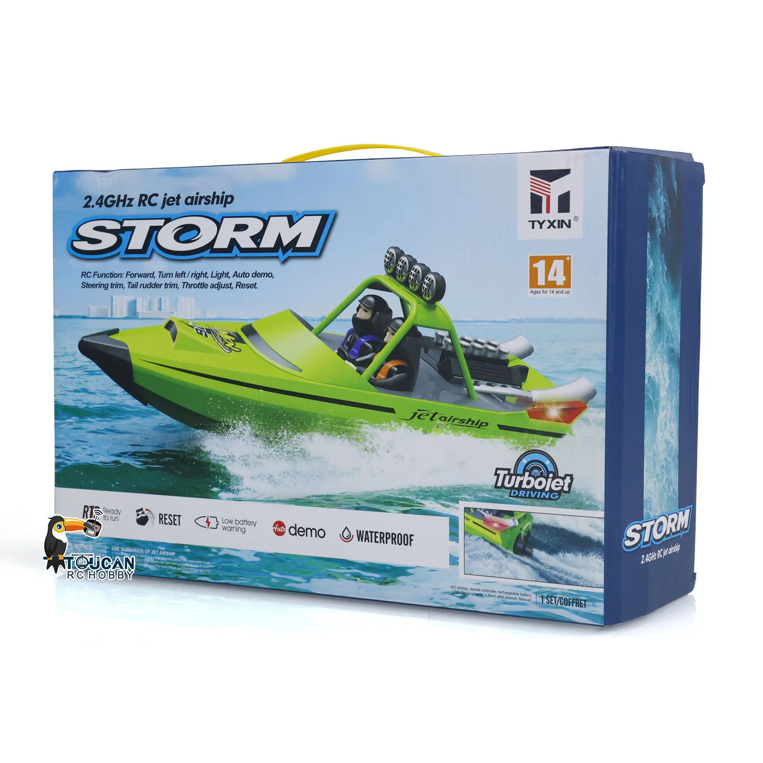 RC RTR Boat Lights Self Righting Jet Ship Toy 2.4G Radio control Racing Boat  Outdoor Model Toy for Gift TH23966 3