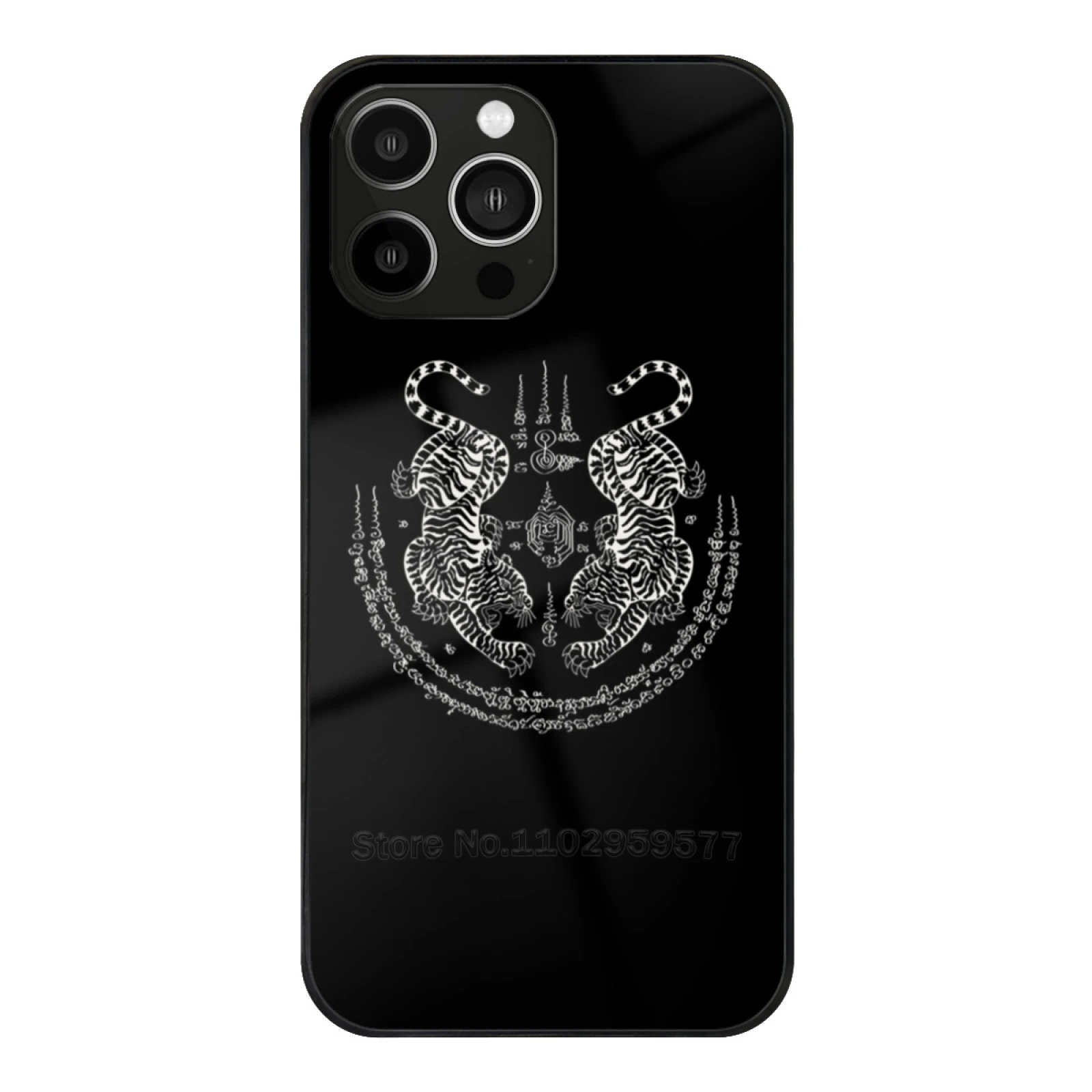

Sak Yant Thai Tattoo Twin Tiger Muay Magical Thailand Igloo White Glass Case For Iphone 15 14 11 12 13 Pro Max X Xs Xr 6S 7 8