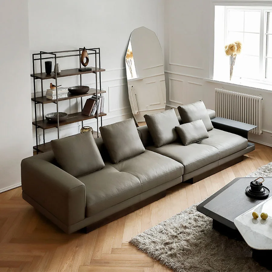 

Italian Style Sofa Luxury Leather Waterproof Grey Nordic Living Room Bedroom Lounge Couch Modern Pouf Chambre European Furniture