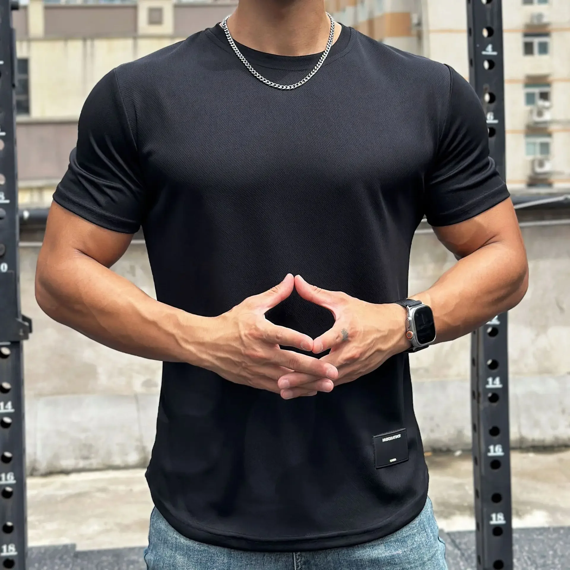 2024 new Men Summer Short Sleeve Fitness T Shirt Running Sport Gym Muscle T Shirt Workout Casual High Quality Tops Clothing 5