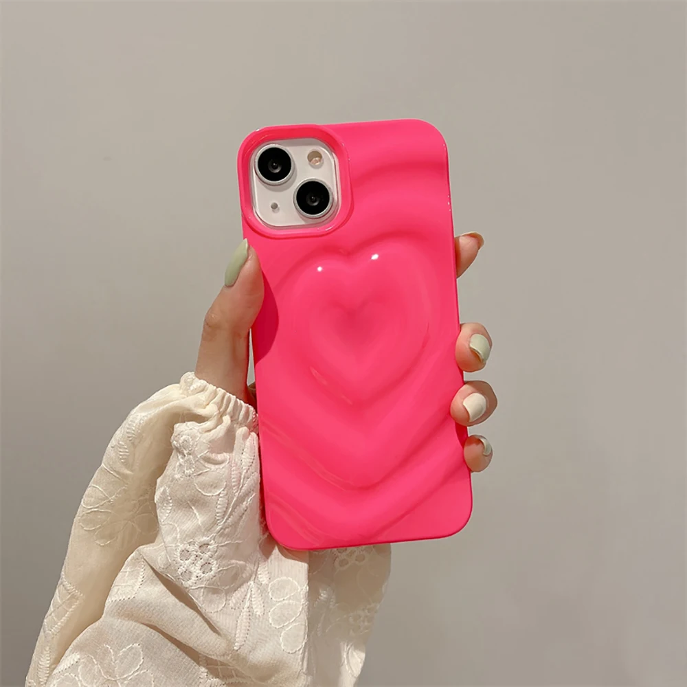 3D Heart Love Candy Color Shockproof Phone Case For iPhone
