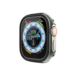 Premium Titanium-Color Aluminum Alloy Case for Apple Watch Ultra 49mm - Sleek TPU+Alloy Bumper Protector (Dark Green)