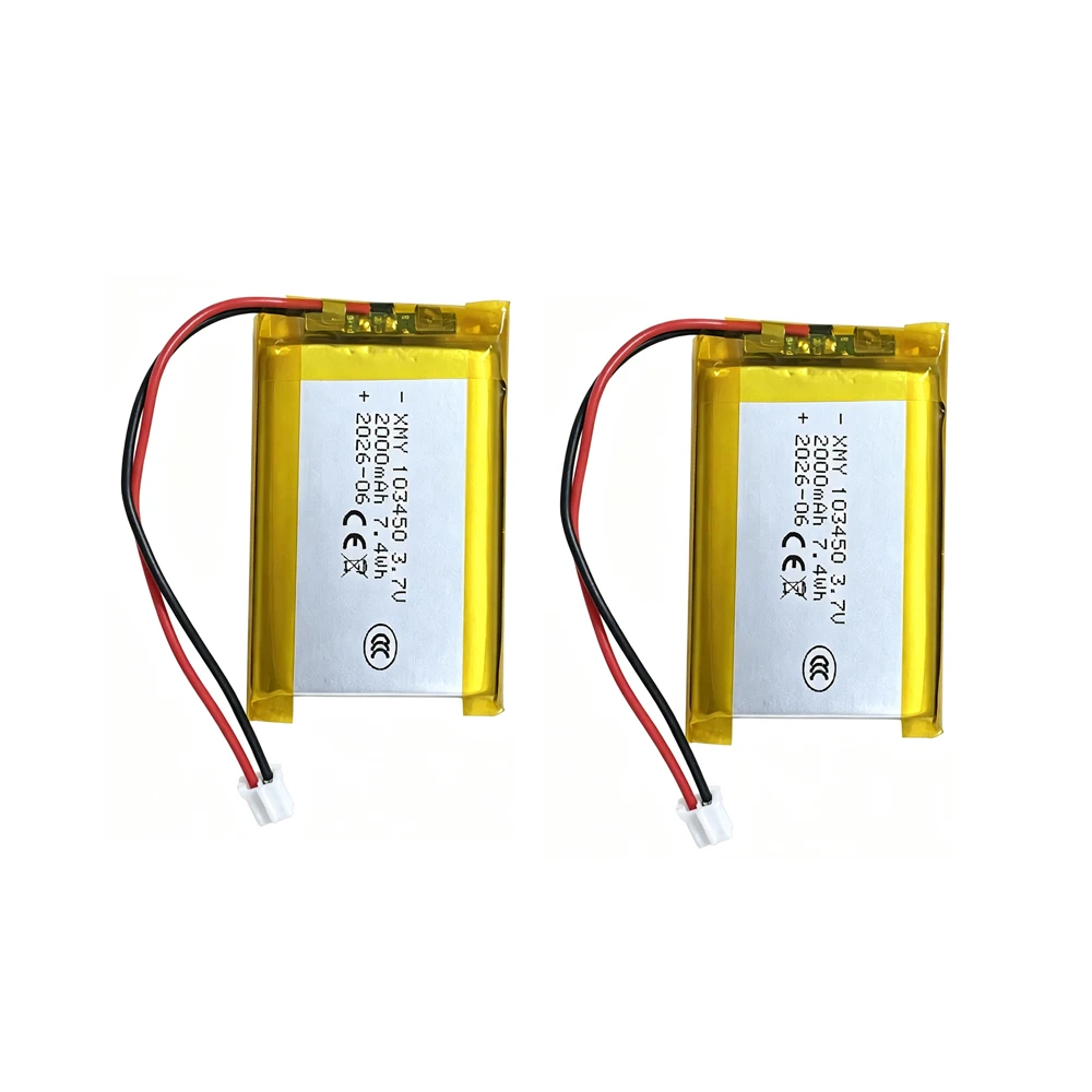 High-Capacity 3.7V Polymer Lithium Rechargeable Battery with JST PH 2.0mm 2-Pin Plug