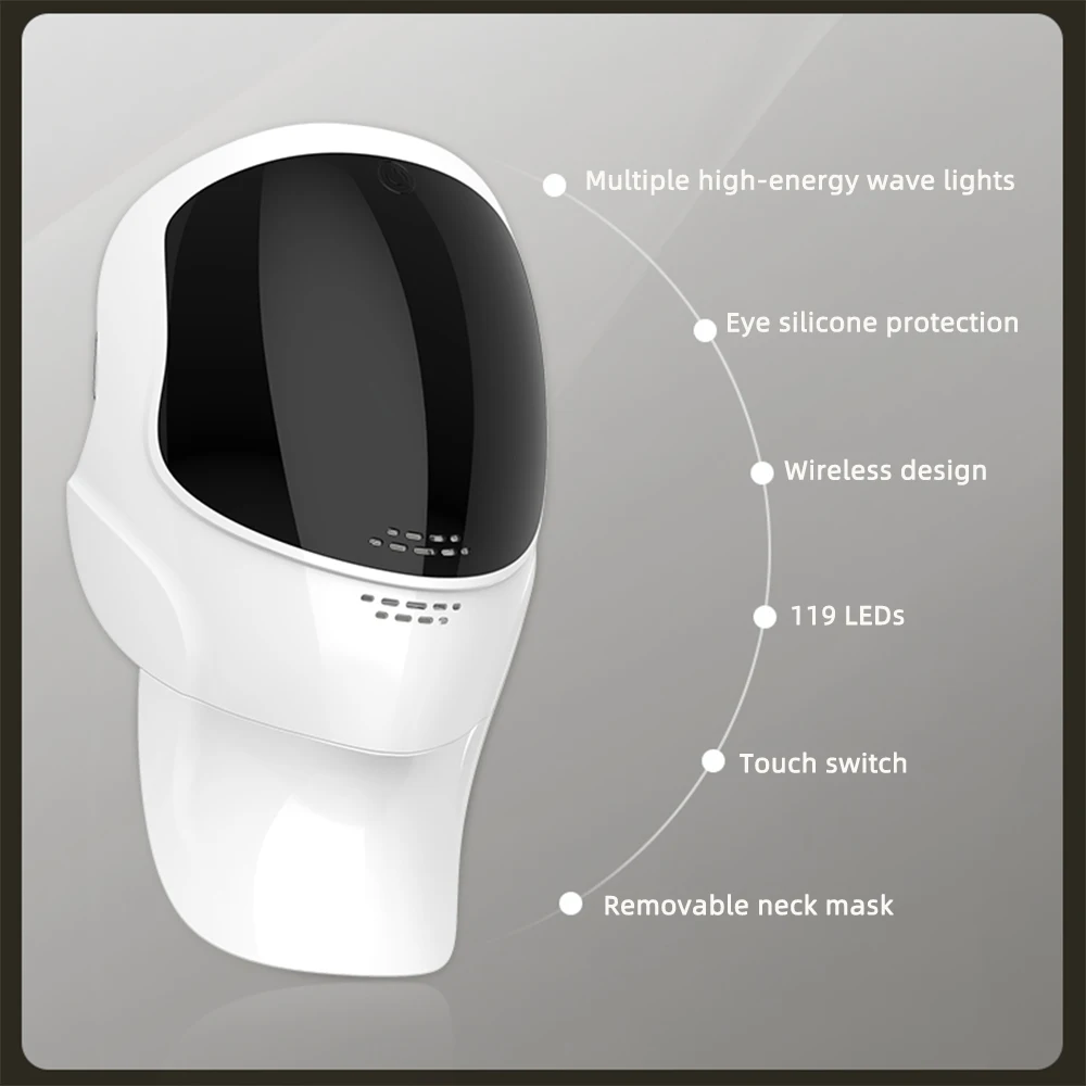 7 Colors Face Mask and Neck LED Therapy Anti Aging Wrinkle Acne Pore Oil Control Skin Tighten Whitening Anti Acne Face Lifting