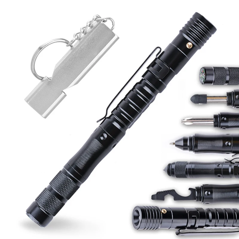 Tactical Pen SelfDefense Pens LED Tactical Flashlight with Ballpoint Pen, Window Glass Breaker