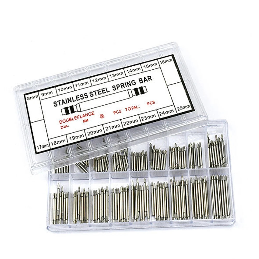Watch Spring Bar Tool 270pcs/set Strainless Steel Spring Bars Dia 1.5mm/1.8mm length 8mm-25mm/6mm-23mm Watchband Strap Belt Watch Repair Tools Pin