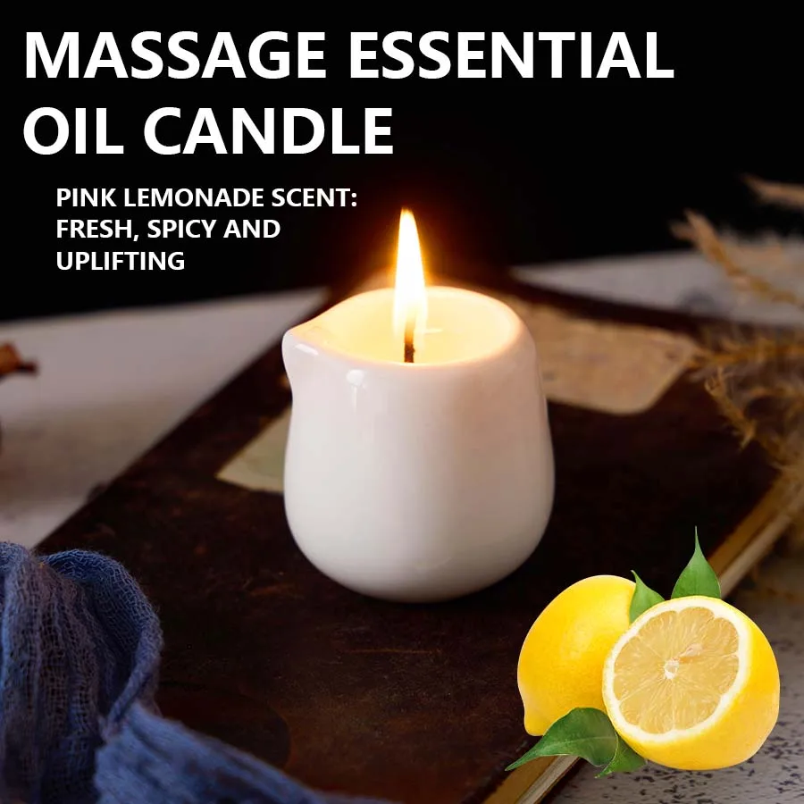 sensual low heat Massage Oil Candle Hydrating Body Care Coconut wax home decor Valentines Christmas gift lemon 1.69 oz