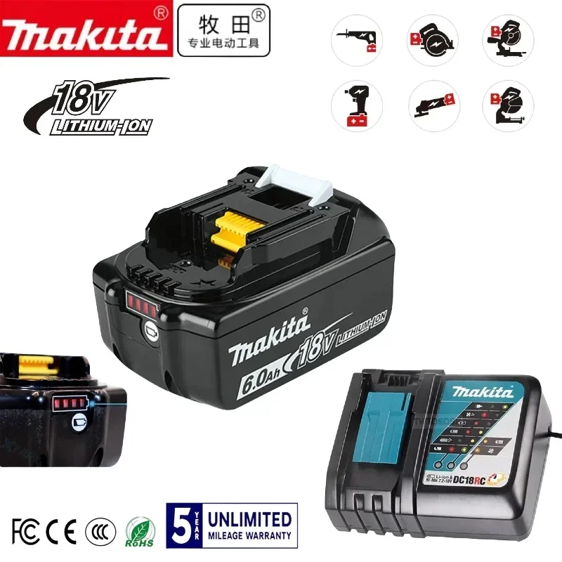

Original Makita BL1860 BL1850B BL1850 BL1840 BL1830 screwdriver battery & charger 18v Replacement Power Tool Batteries.