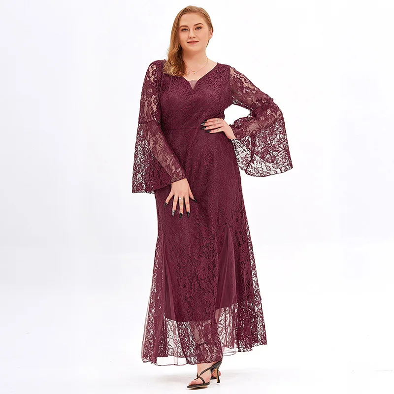 

Lace plus-size women's mesh dress fat MM elegant dress sexy summer dress dress for women