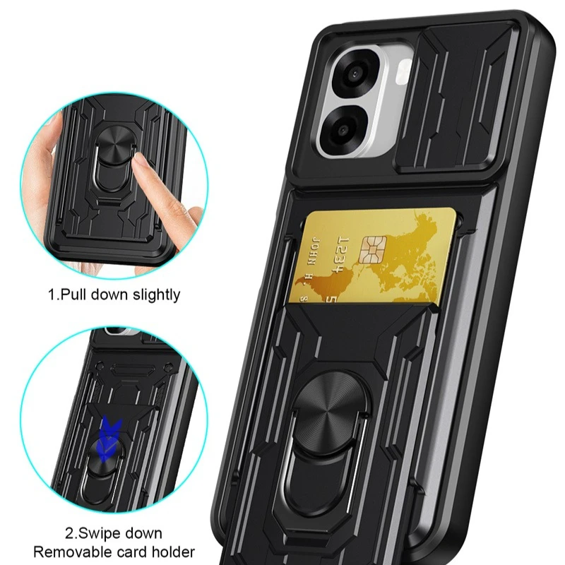 Kickstand Armor Case with Card Slot and Ring Stand Holder