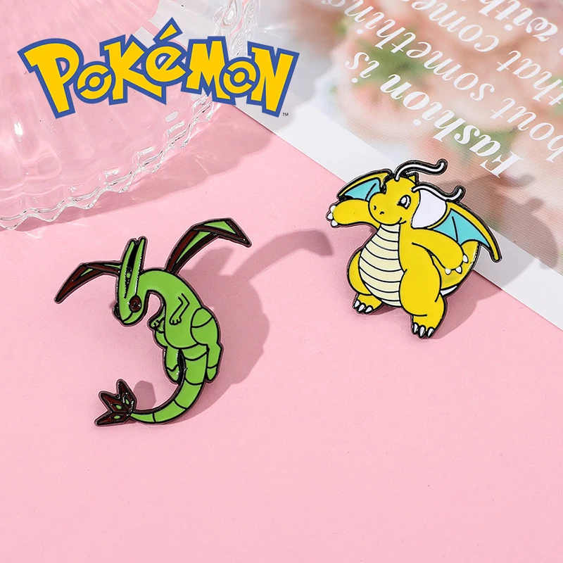 

Pokemon Brooch Dragonite Rayquaza Kawaii Anime Game Figures Clothing Lapel Pins Badge Backpack Decorations Children Toys Gifts