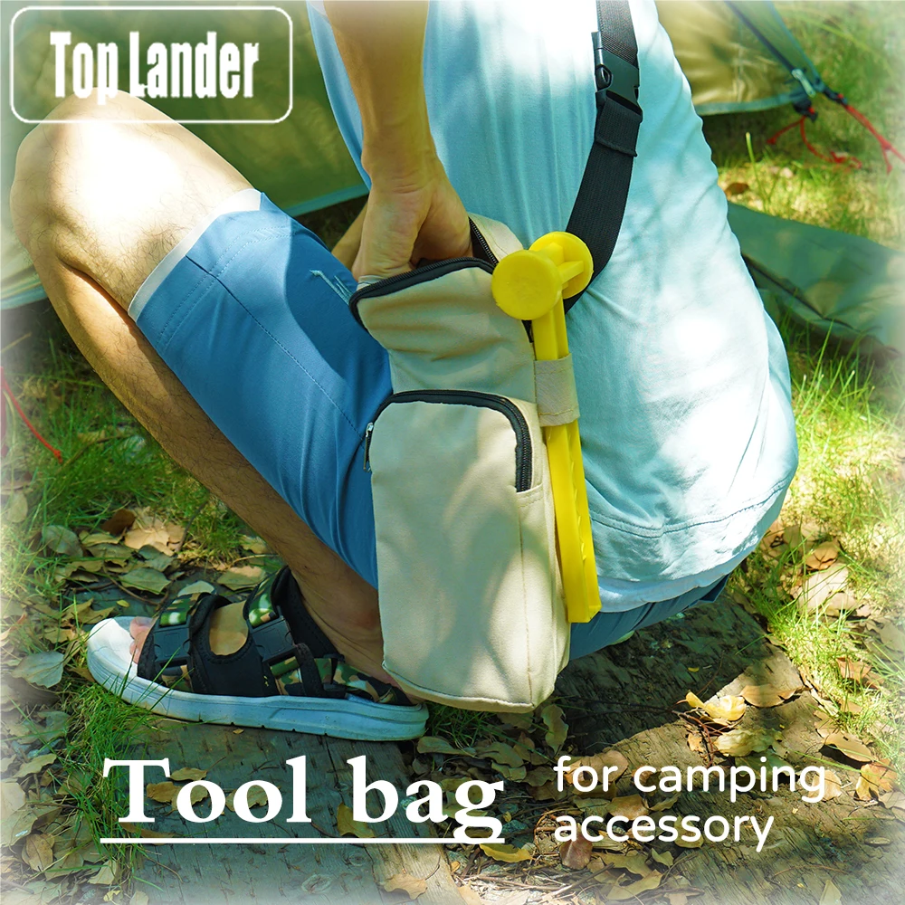 

[Top Lander] Tent Peg Storage Bag Tool Bag for Garden Work Accessory Bag for Camping Equipment