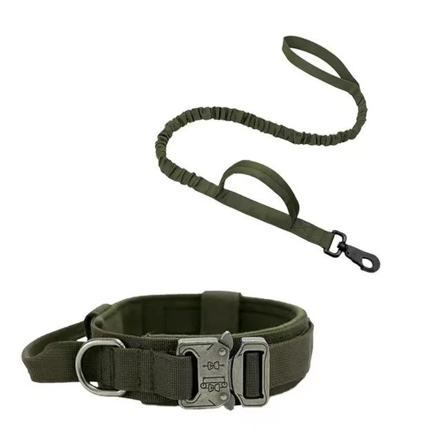 Pet Dog Collar Leash Set Durable Adjustable Pet Tactical Collar Leash Medium Large Dog German Shepherd Training Accessories 2