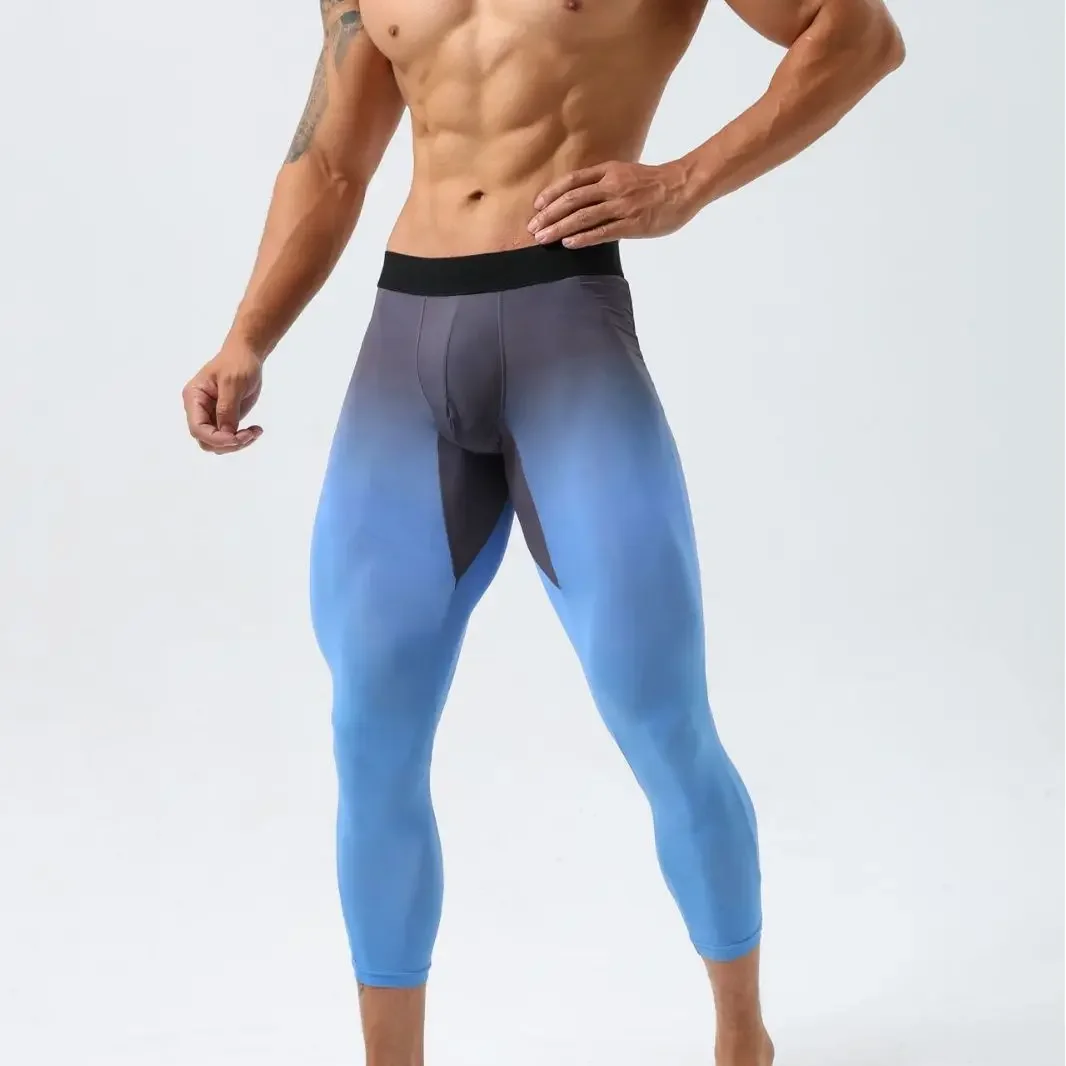 Gymbull Fitness Sweatpants Tight 3/4 Pants Men High Elasticity Nylon American Style Pants Skateboard Sports Long