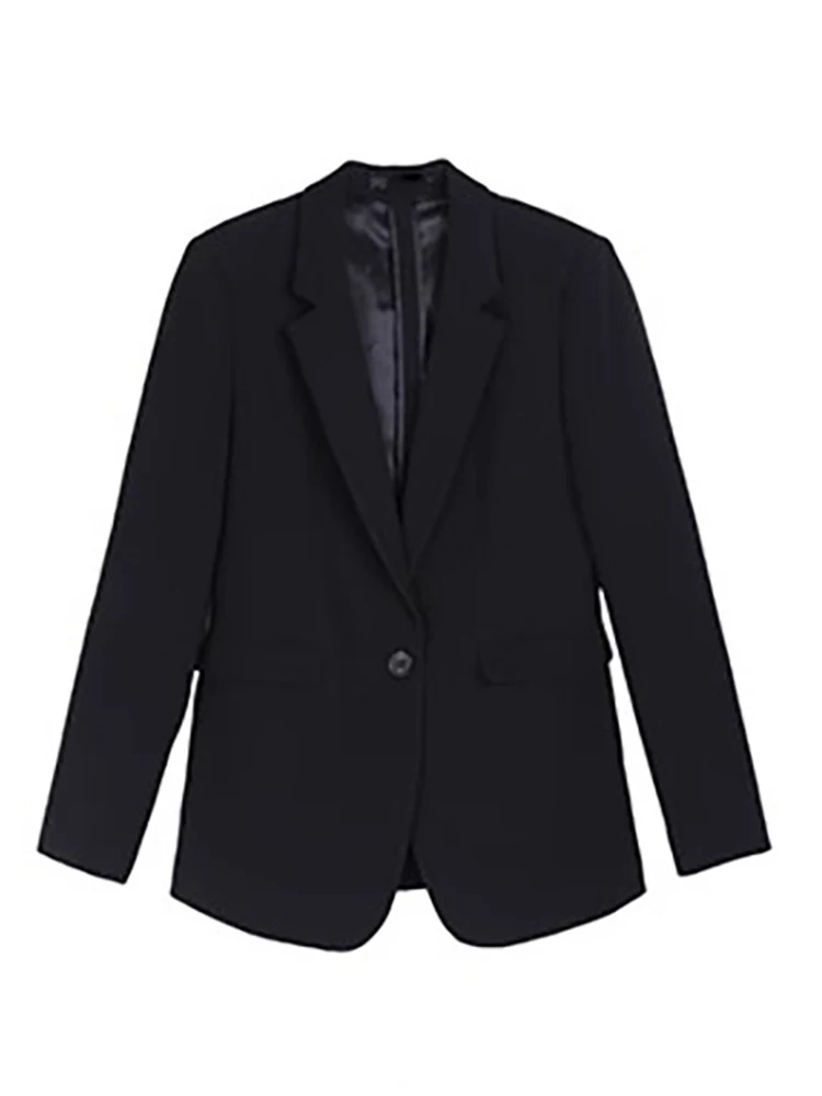 BZVW Office Lady Blazers For Women Solid Single Button Elegant Fit Female Jackets Fashion Coats 2024 Summer New 26D9106