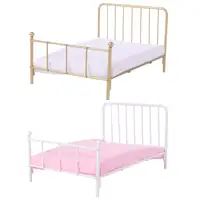 Lit miniature pour maison de poupée à l'échelle 1:12, scène de chambre à coucher, lit de poupée à cadre en fer, mobilier, lit simple avec matelas, modèle de mini-lit, jouet DIY 4