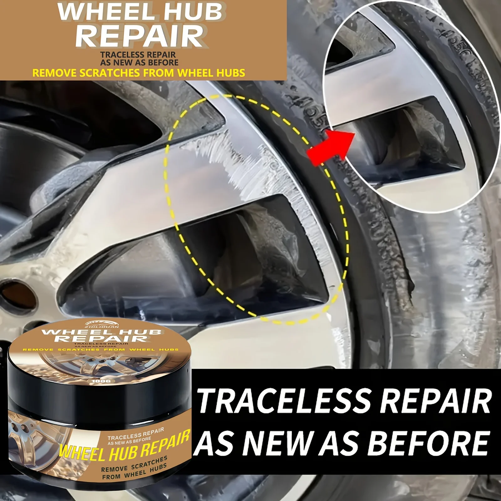 Wheel Repair Kit Scratch&Fade Restoration Polishing Paste For Car Maintenance Durable protection