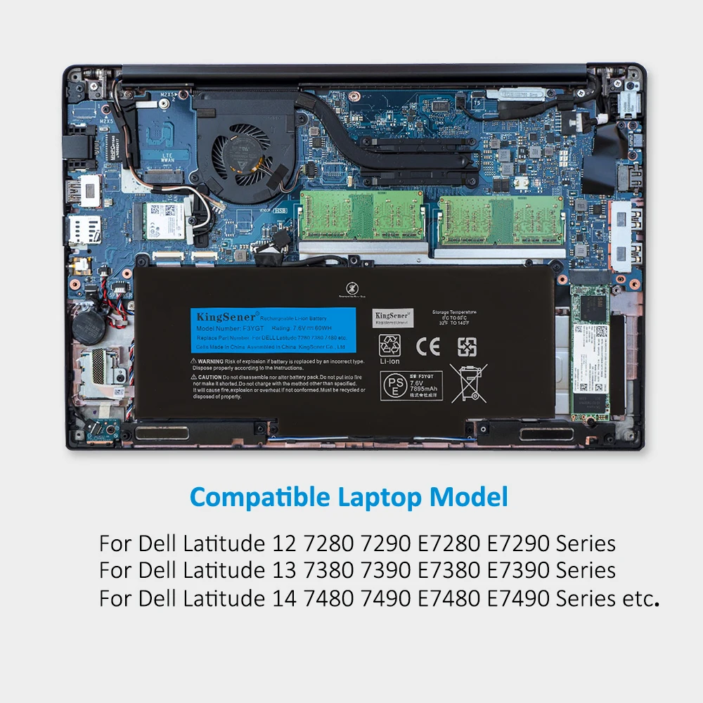 Bateria do Portátil Dell Latitude 12 7000 E7280 E7290 E7380 E7390 E7480 E7490 2x39g Dj1j0 Ferramenta Gratuita Kingsener-f3ygt - Imagem 3